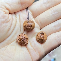 Peach core carving kiwi basket pendant wild peach core handmade baby peach frame birthday gift Chenling core carving studio