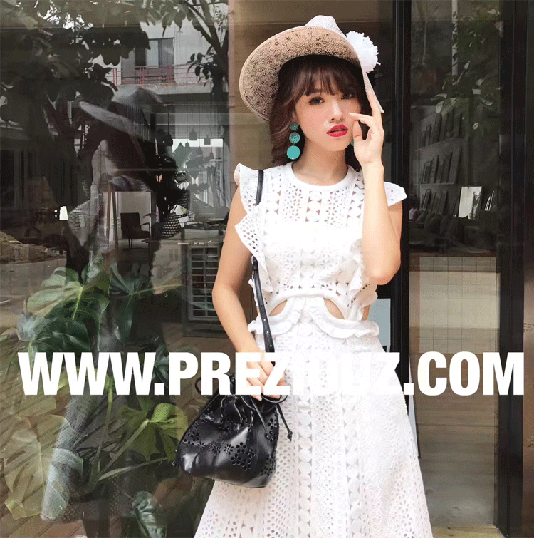 Hương thơm nhỏ váy trắng ren khâu thêu eo mỏng tự trồng kỳ nghỉ dài một- dòng váy váy xòe ngắn liền thân