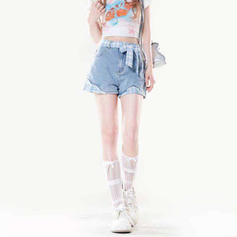 Flip Flop Goods 2026 Summer Blue High-Waisted A-Line Denim Shorts for Petite Hot Girls, Suggested Price: 129.9