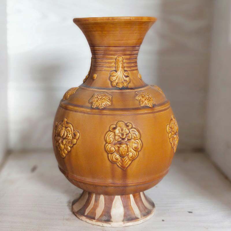 Antique Tang Sancai Jar Ornament Porcelain Ping An Antique Antique Imitation Pottery Classical Vase Flower Vessel