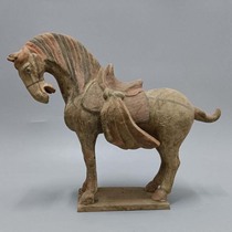 Chinese style Tang Sancai pottery horse antique replica home furnishings handmade animals office desktop clay ornaments