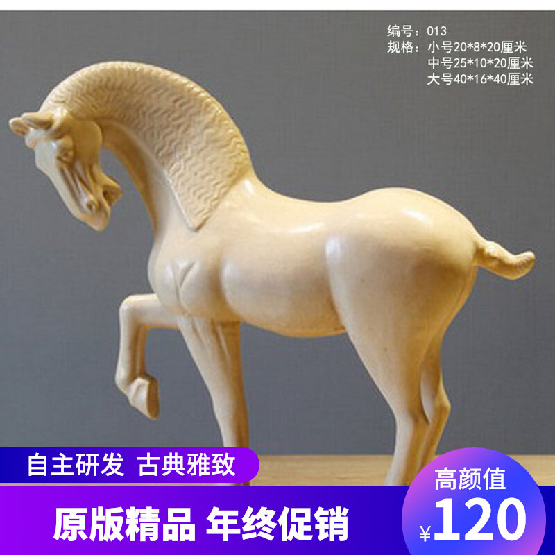 Antique Tang Sancai Ceramic Horse Zodiac White Horse Hotel Decoration Porcelain Home Furnishing Crafts