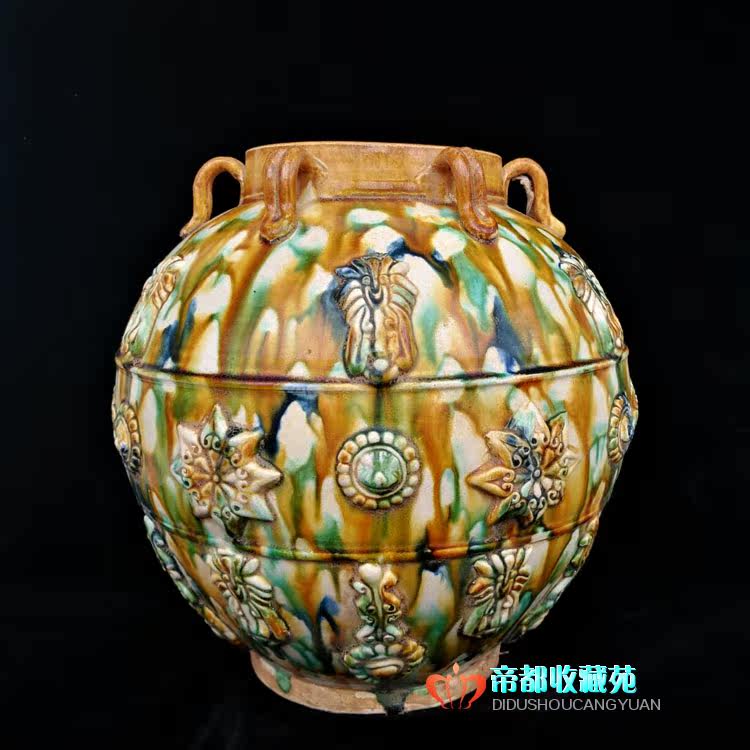 Antique Tang tricolor ornaments ceramic liuxi can antique shelf wenwan hotel hotel classical decorations craft gifts ornaments