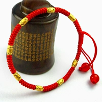 Золотой браслет с одной бусиной, браслет на ногу, оберег на день рождения для влюбленных, плетеный браслет из красной нити подходит для мужчин и женщин, 24 карат