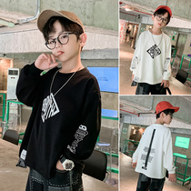 Boy Long Sleeve T-shirt Spring and Autumn New Children Boy White Interior Top Tide Black base shirt Tide