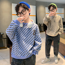 Boy loose clothes spring and autumn clothes 2021 new children childrens big childrens stripes foreign style coat fried street long sleeve early autumn