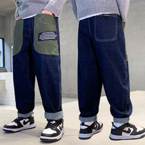 Boys straight jeans autumn 2021 New Tong 10 loose blue 12 denim trousers Korean version 14 years old