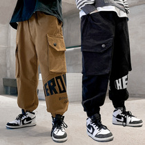 Boys casual pants loose autumn 2021 new children hip hop overalls