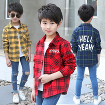 Spring and Autumn Boys Long Sleeve Shirt 10 Middle and Big Children 12 Childrens Clothing 15 Years Old Tong 9 Plaid Shirt 8 Thin Coat Tide