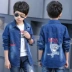 Áo sơ mi denim trẻ em 2018 new boy áo dài tay cotton bé trai 12 xuân hè cộng với áo khoác nhung 15 tuổi sơ mi dáng váy bé gái  Áo sơ mi