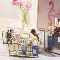European style ins Wind 2 grid 3 Grid 4 grid brass glass storage box skin care products cosmetics desktop storage box