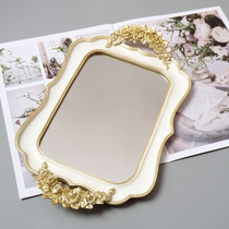 European style vintage carved mirror resin tray cake tray tea tray aromatherapy tray model house wedding decoration ornaments