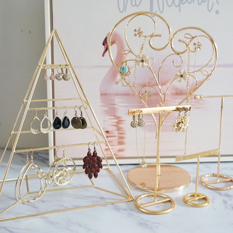 vintage style delicate golden jewelry shelf Accessories Rack Design of earrings Handmade hanging rack