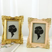  Retro court style old Rococo style gold carving resin photo frame home decoration 6-inch photo frame
