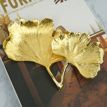 Nordic ins Wind metal ginkgo leaf Jewelry plate model house decoration creative jewelry storage tray soft decoration