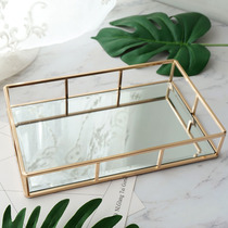 Nordic ins style simple mirror tray glass jewelry display stand Skin Care Cosmetics storage plate wedding props