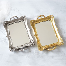  Exported to Europe and the United States retro silver palace style luxury carved hand-painted mirror tray tea tray ornaments