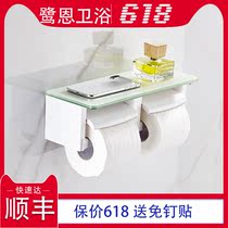 Punch-free double roll paper roll machine toilet double file toilet paper holder sanitary paper box glass tissue box adaptation TOTO