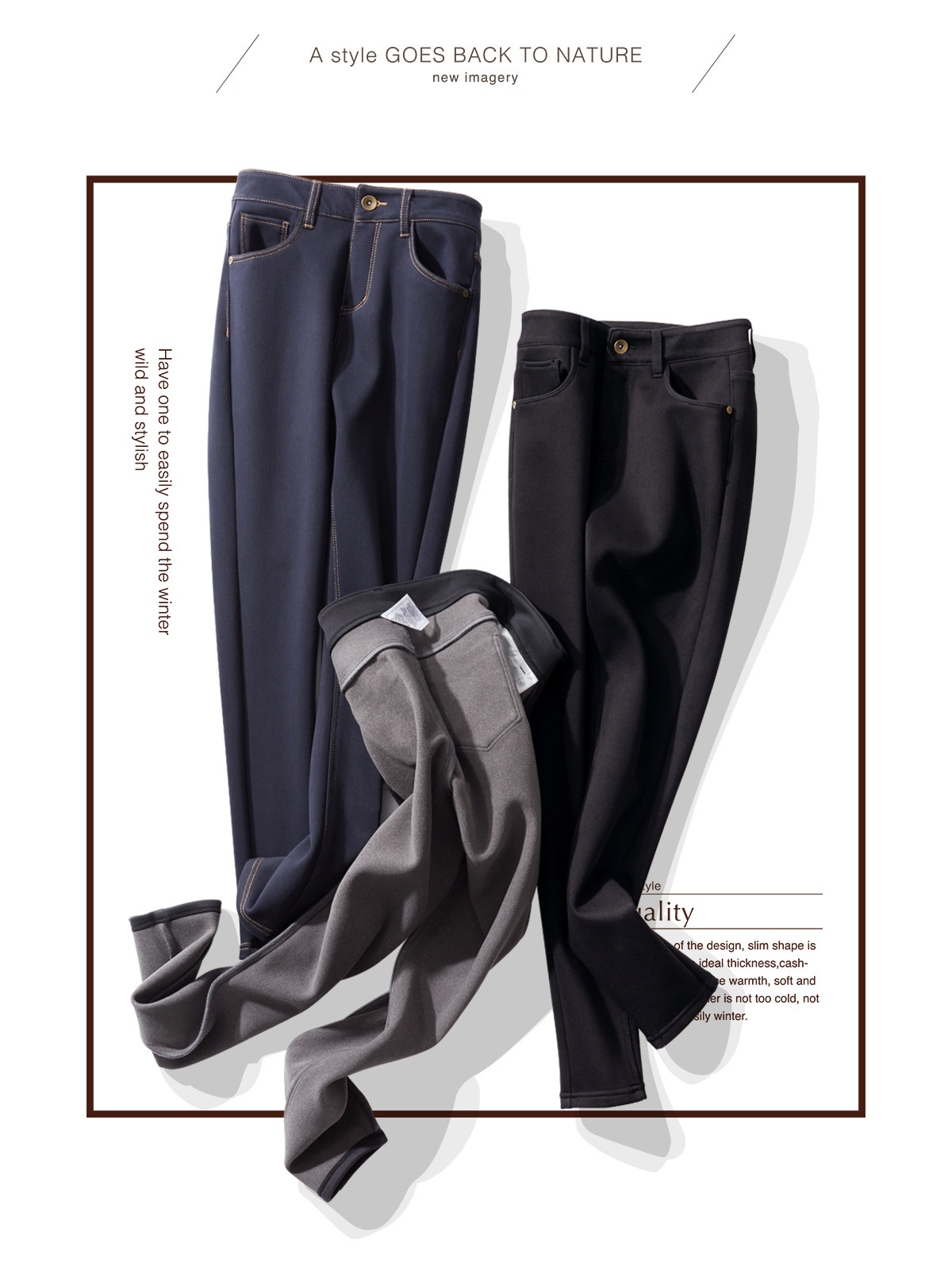 026 sides 1022DM large long legs both viewed with high waist tightness and slim knitted and velvety cowboy smoke pipe pants