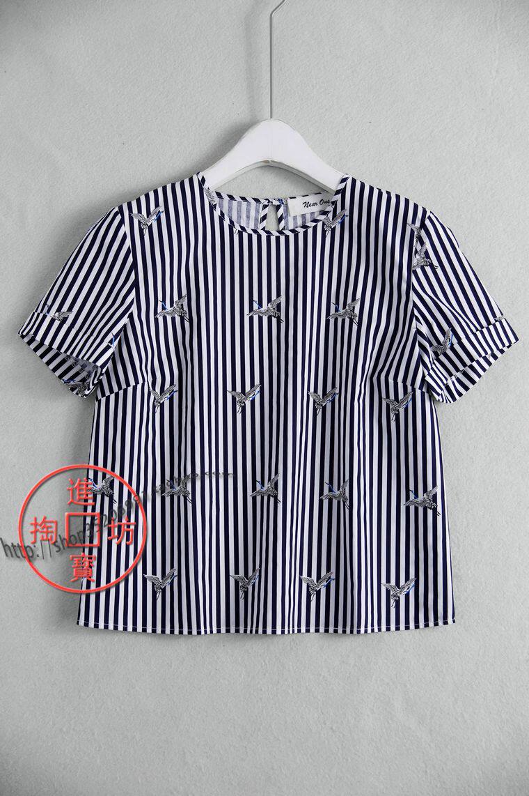 228 228 edge 0703 Biased High cotton quality Classic striped light colored fairy crane printed short sleeve headliner