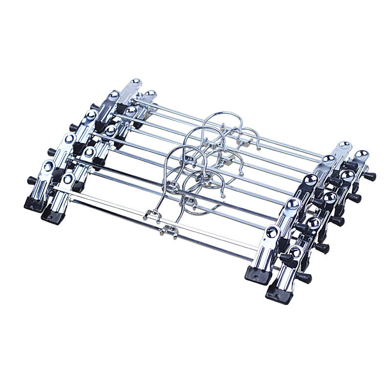 Metal Iron Pants Clip Anti-Slip Adjustable Telescopic Children Clothes Hanger Pants Holder Trousers Clip Western Pants With Clip Containing Layer Shelf