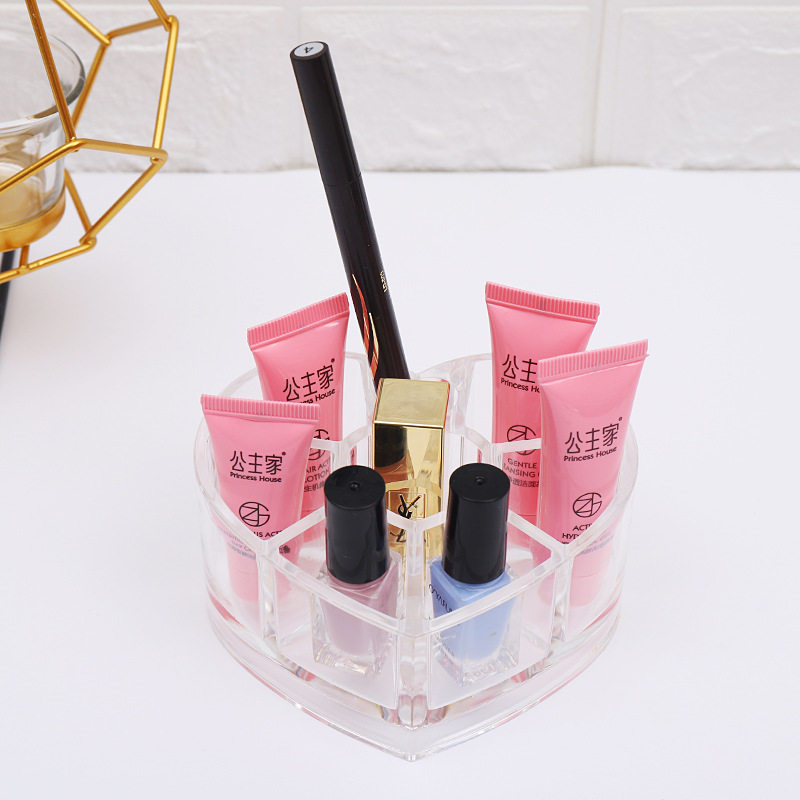 Heart-shaped crystal transparent eyebrow pencil holder eyebrow pencil box cosmetics square storage box plum-shaped lipstick holder thickened