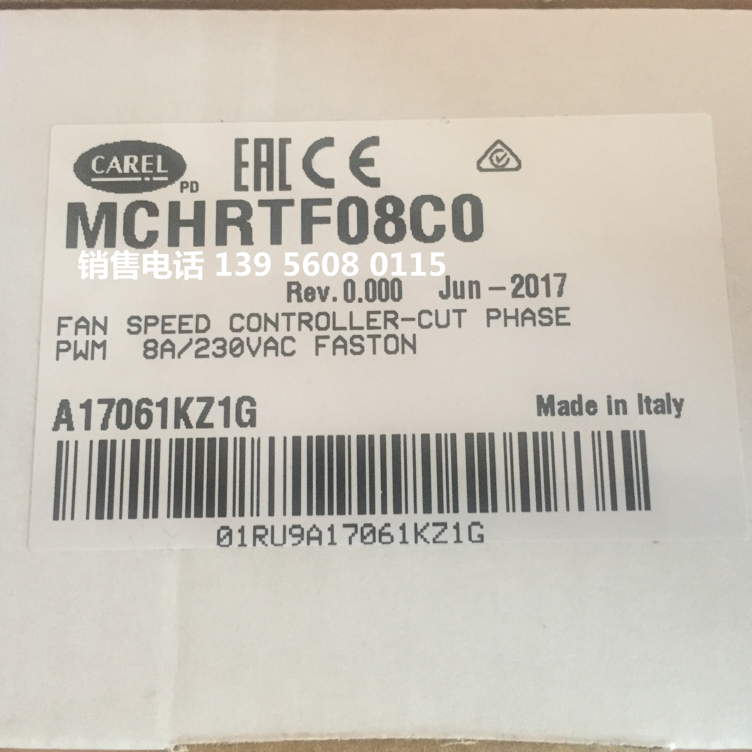 Schneider air conditioning fan governor CAREL MCHRTF08C0 MCHRTFO8CO 8A 230V