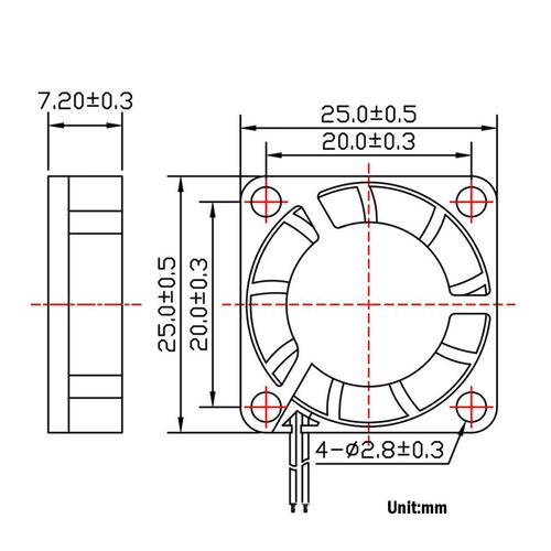 DC, маленький бесколлекторный вентилятор, 2.5см, 5v, 25×25×7мм