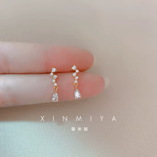 Изысканные длинные серьги в форме капли с цирконом, звездное небо, подвеска, серебро 925 пробы, французский стиль