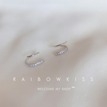 Small freshener Korean version double layer S925 pure silver ear ring female minimalist temperament 100 lapped water drill spring ring net red ear nail