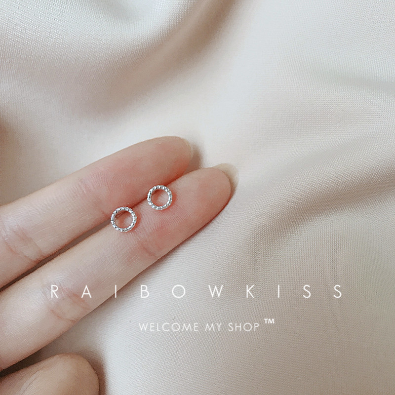 925 pure silver earneedle simple smaller circular earrings silver earrings in Korean personality students cold wind