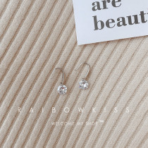 925 pure silver earrings long ultra flash crystal zircon small ear cranks female short ear decoration Korean super fairy ear nails