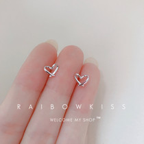 S925 pure silver sleeping without picking up a womans delicate brief about peach heart ear nail temperament 100 lap-loving earrings earbone nail