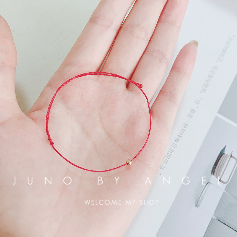 This year of life invisible transport anti-villain red rope bracelet female star with the same K gold bean bean fine anklet couple gift