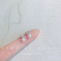 Xinmiya love pearl earrings Korean female temperament cute earrings with zircon personality simple S925 sterling silver