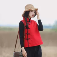 BC1 南 琦琦 Áo vest nữ bằng vải cotton và cashmere Áo gió quốc gia có khóa tay dày áo ấm thời trang nữ