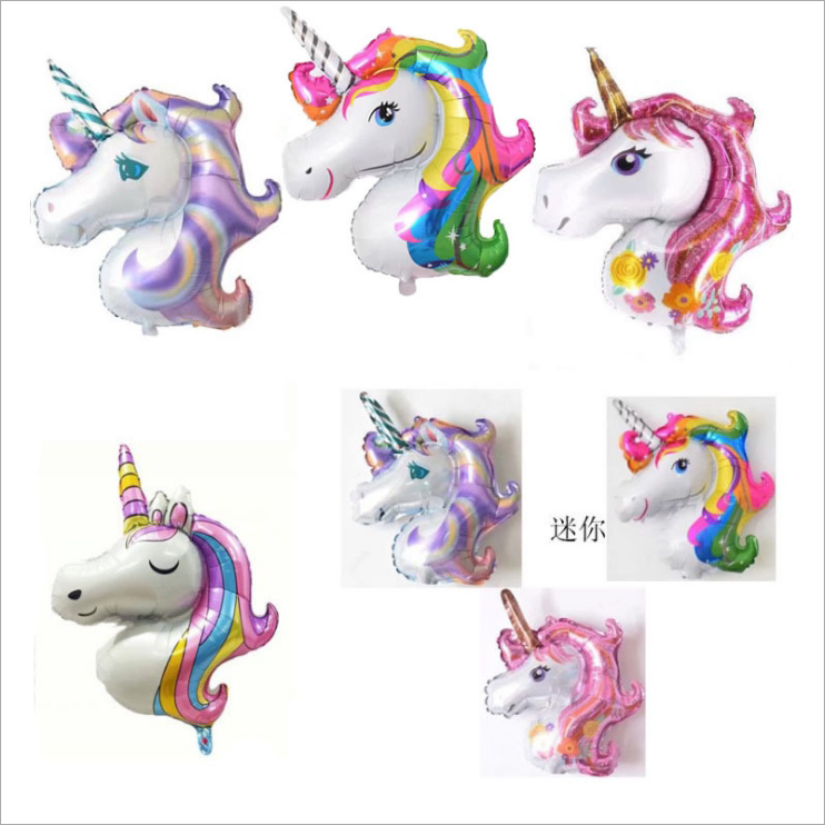 5-Pack and 10-Pack Cartoon-Shaped My Little Pony Pegasus Pink and Blue Balloons, Foreign Trade Unicorn Aluminum Foil Balloons