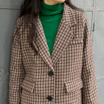 Flower field window vintage Chigi Jacket Women 2020 autumn and winter New Korean version of loose Joker woolen small suit tide