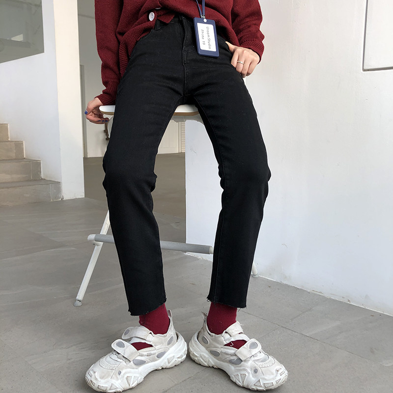 Flower field window Y431 velvet jeans women's high waist wear wild new straight thin slim cigarette tube pants