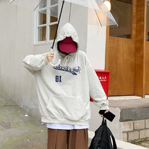 Flower field window hooded sweater female 2020 new Korean loose bf early autumn pullover coat letter printing tide