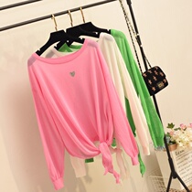 Summer thin blouse loose female Very Fairy sunscreen clothes pullover long sleeve ice silk knitted air-conditioning shirt top pullover