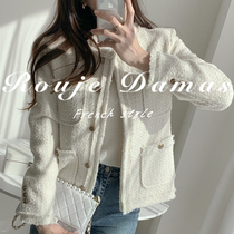 France Rouje Damas French style Temperament Metal Single Row Buttoned Multi-Pocket Heavy Work Flow Su Rough Coat