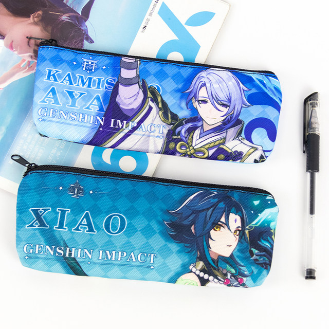 Canvas Pencil Case Genshin Impact Stationery Pencil Case Student Game two-dimensional Animation Peripheral Thunder Mandrill Wanderer Zhongli