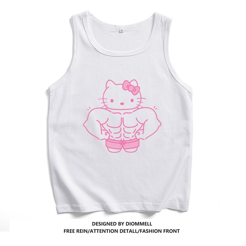 Muscle Line Cat Kitty Fun Pure Cotton Tank Top for Men and Women Fitness Sports Summer Pink Sleeveless Funny Muscle Line Cat Kitty Fun Pure Cotton Tank Top for Men and Women Fitness Sports Summer Pink Sleeveless Funny