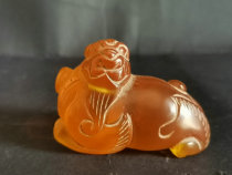 Topaz zircon auspicious beast Pixiu handle piece