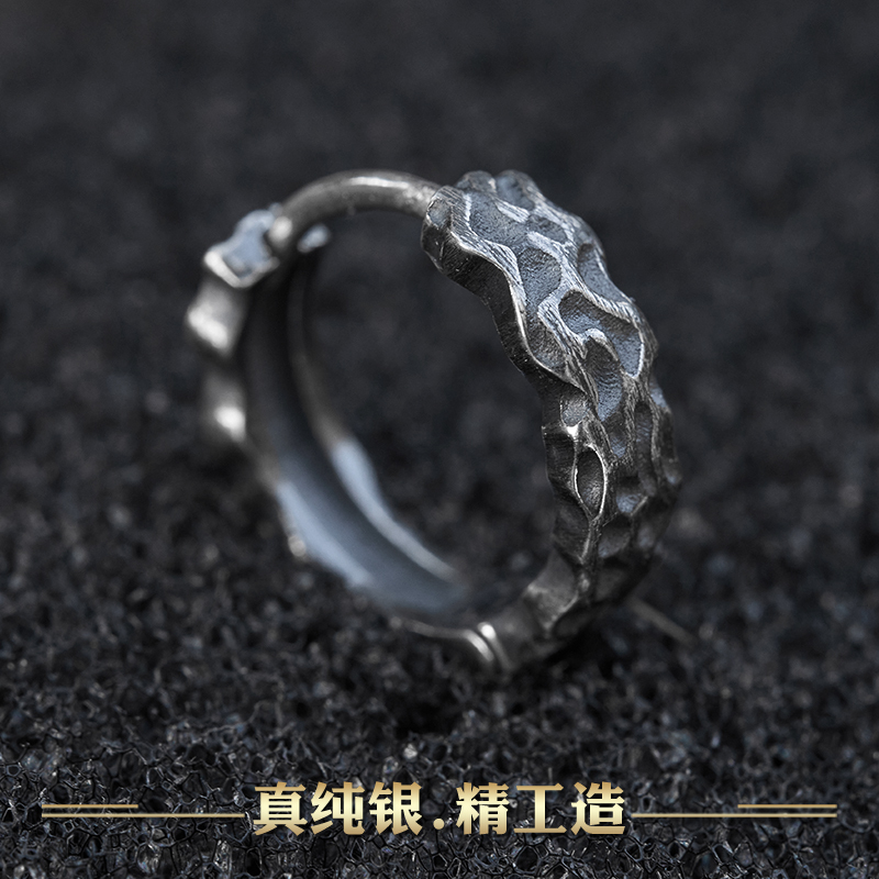 Men's Earrings, Men's Ear Studs, Trendy Pure Silver, High-End, Stylish, Unique Men's Single Earring, Designer Niche Trendy Men's Hoop Earrings