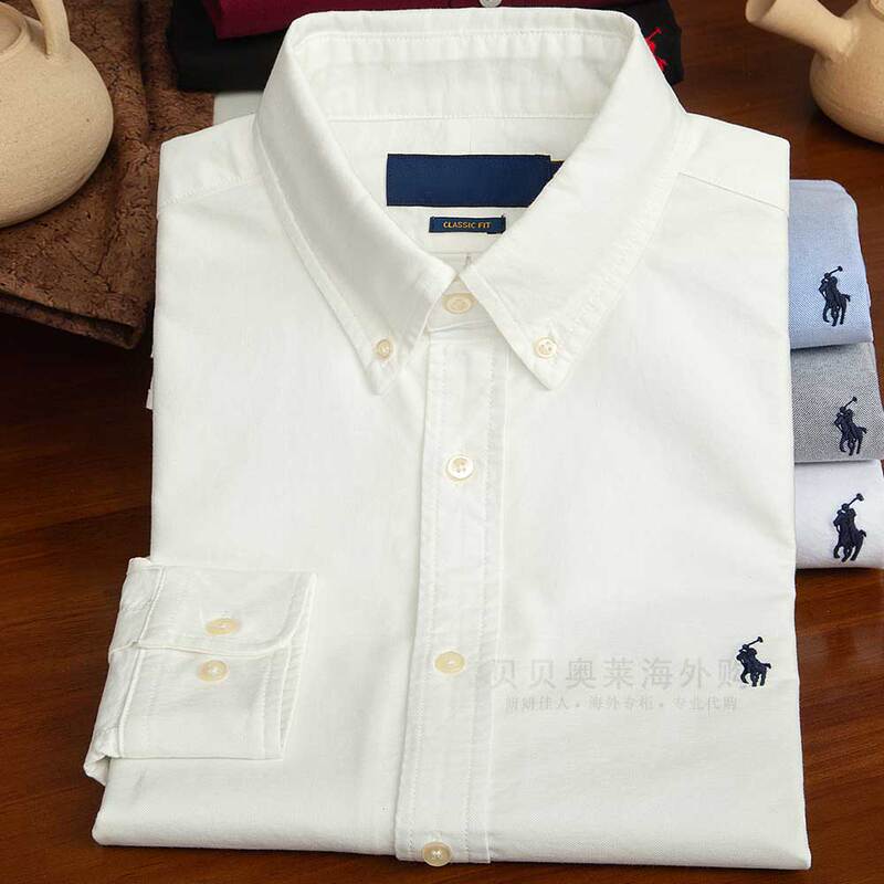 High-End Ralph Paul Casual Men's Shirt, American-Style Jacket, Solid Color, Non-Iron Collar, Oxford Fabric, High-End Business Shirt