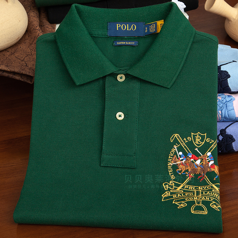 American-Style Ralph Lauren High-End Short-Sleeve Men's T-Shirt, Classic Embroidered Pure Cotton Casual Half-Sleeve Polo Shirt for Summer