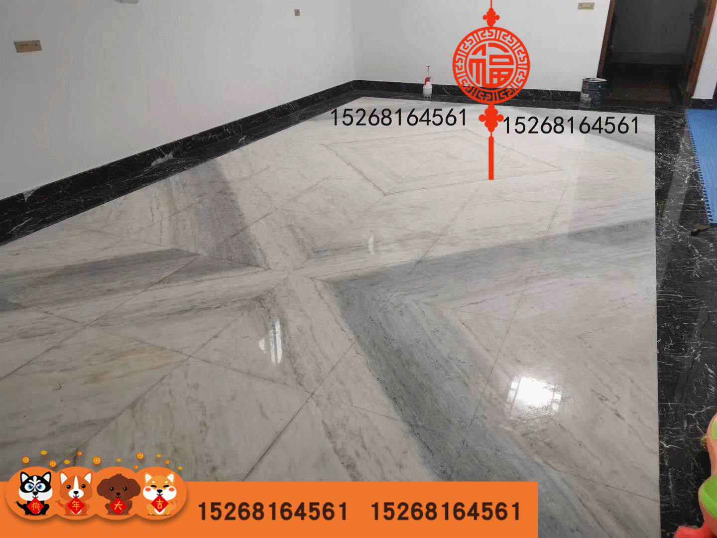 Even chasing the pattern through the body floor tiles natural marble stone water knife mosaic living room hotel ground TV background window sill