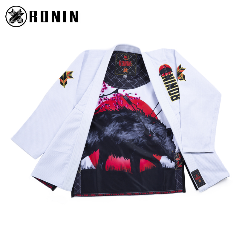 RONIN ronin brand Brazilian Jiu-Jitsu uniform white lone wolf BJJ GI unisex
